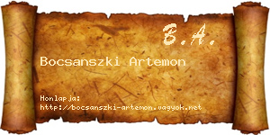 Bocsanszki Artemon névjegykártya